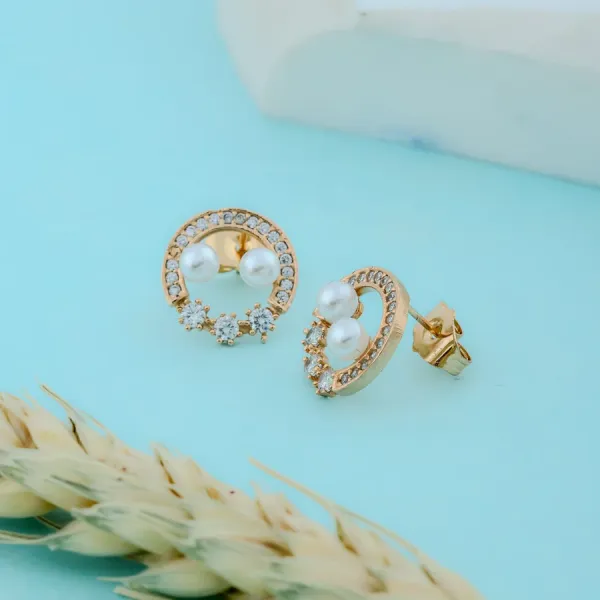 Rose_Gold_Rose_Gold_Elegant_Pearl_Stud_EarBrass_Ring_For_Women_For_Womens