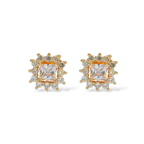 Rose_Gold_Square_Sparkle_stud_EarBrass_Ring_For_Women_For_Women