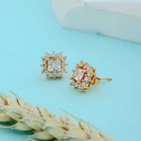 Rose_Gold_Square_Sparkle_stud_EarBrass_Ring_For_Women_For_Women