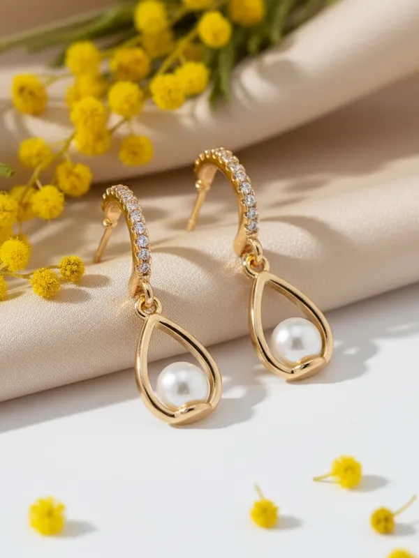 Rose_Gold_Small_Pearl_Drop_EarBrass_Ring_For_Women_For_Women