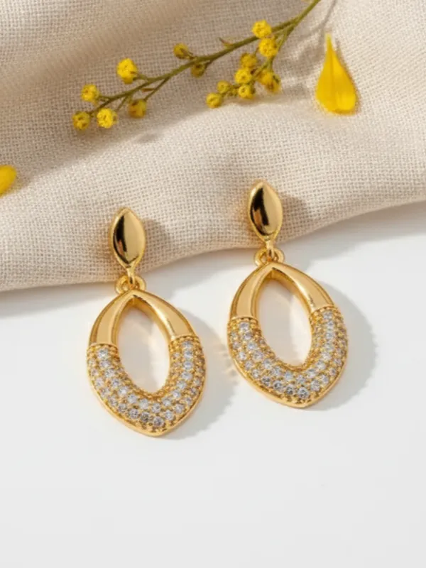 Gold_Glamour_Diamond_Drop_EarBrass_Ring_For_Women_For_Womens