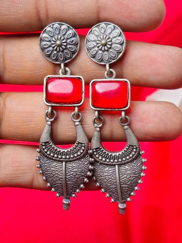 Traditional_Silver_Replica_Earrings_|_Adorable_Designer_Monalisa_Stone_Jewelry