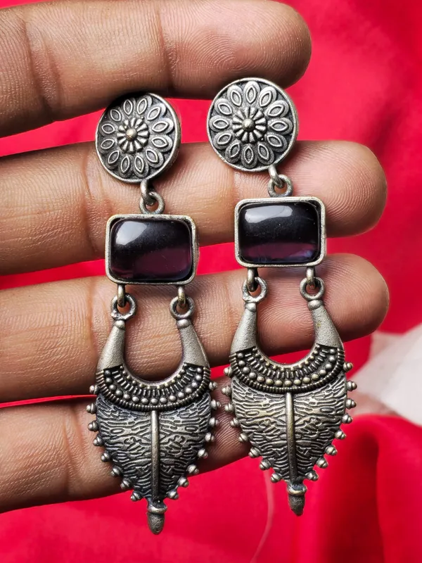 Traditional_Silver_Replica_Earrings_|_Adorable_Designer_Monalisa_Stone_Jewelry