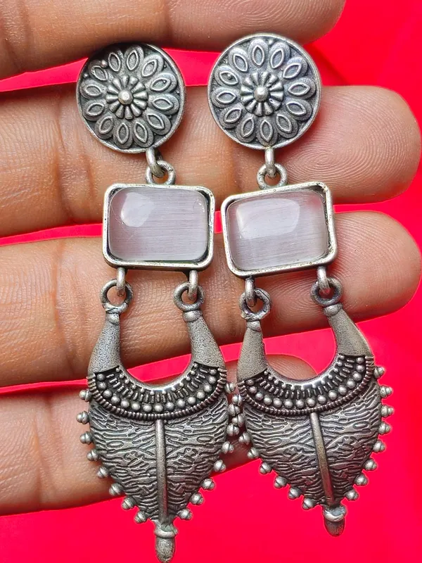 Traditional_Silver_Replica_Earrings_|_Adorable_Designer_Monalisa_Stone_Jewelry