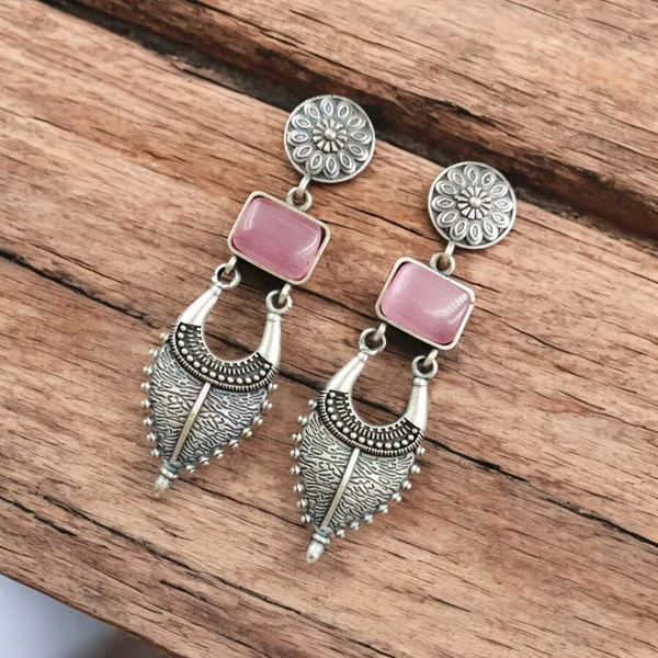 Traditional_Silver_Replica_Earrings_|_Adorable_Designer_Monalisa_Stone_Jewelry