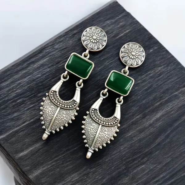 Traditional_Silver_Replica_Earrings_|_Adorable_Designer_Monalisa_Stone_Jewelry