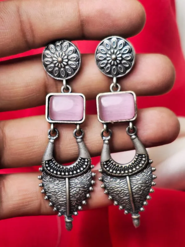 Traditional_Silver_Replica_Earrings_|_Adorable_Designer_Monalisa_Stone_Jewelry