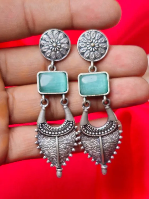 Traditional_Silver_Replica_Earrings_|_Adorable_Designer_Monalisa_Stone_Jewelry