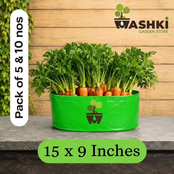 MAQ_15"x9"_Grow_Bags_For_Terrace_Gardening_-_240_Gsm,_Specially_Designed_For_Growing_Carrot,_Radish,_Spinach,_Mint,_Coriander,_Fenugreek,_And_More