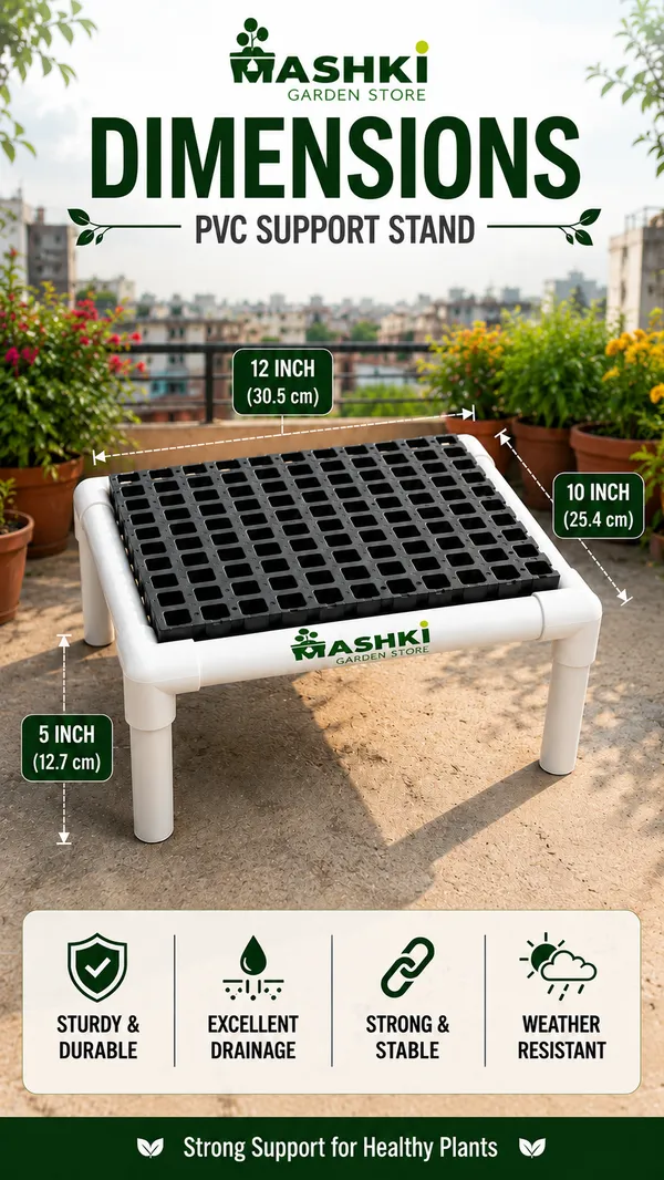 MASHKI_Single_Step_Plant_Stand_for_Pots_&_Grow_Bags_|_Heavy_Duty_UPVC_Pot_Stand_for_Balcony,_Terrace_&_Garden