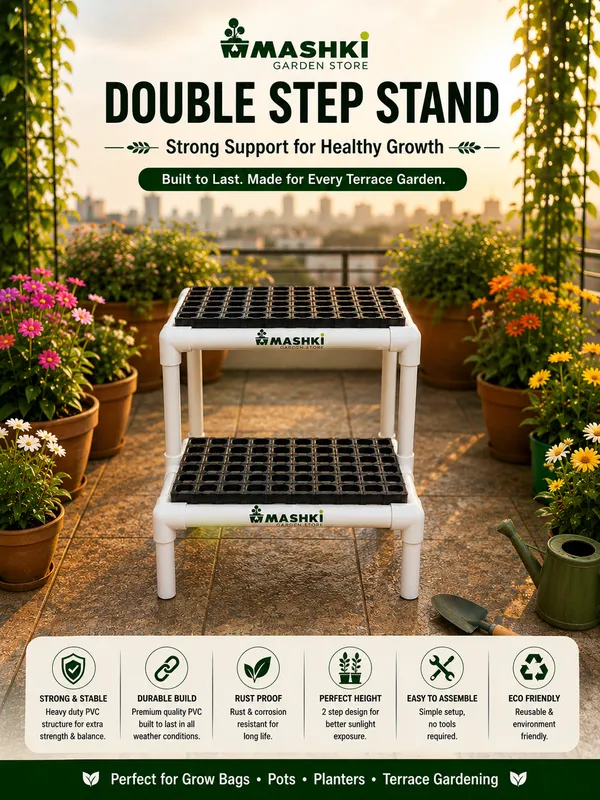 MASHKI_Single_Step_Plant_Stand_for_Pots_&_Grow_Bags_|_Heavy_Duty_UPVC_Pot_Stand_for_Balcony,_Terrace_&_Garden