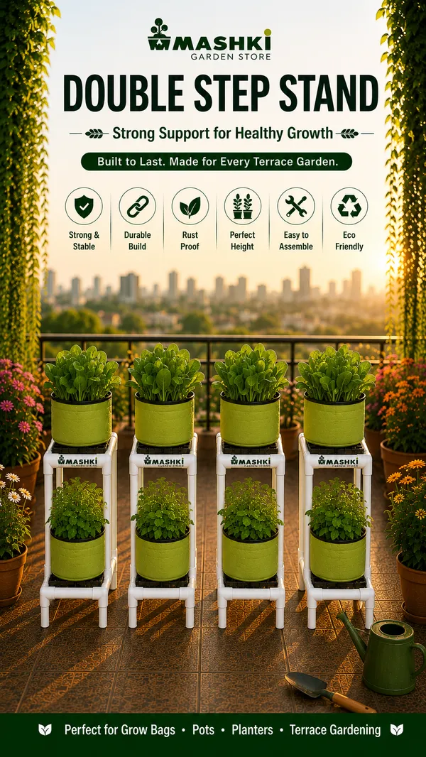 MASHKI_Single_Step_Plant_Stand_for_Pots_&_Grow_Bags_|_Heavy_Duty_UPVC_Pot_Stand_for_Balcony,_Terrace_&_Garden