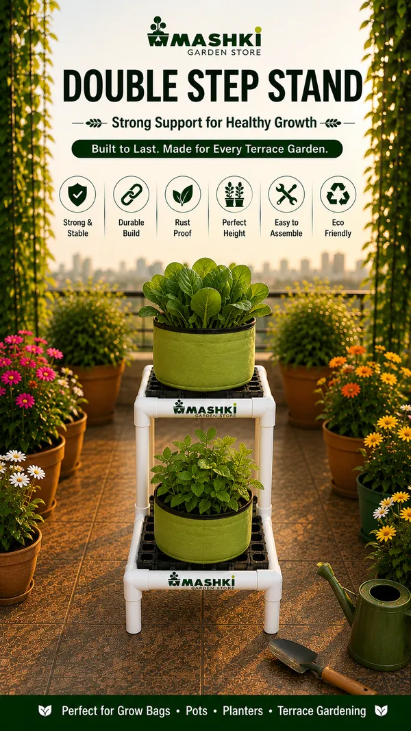 MASHKI_Single_Step_Plant_Stand_for_Pots_&_Grow_Bags_|_Heavy_Duty_UPVC_Pot_Stand_for_Balcony,_Terrace_&_Garden