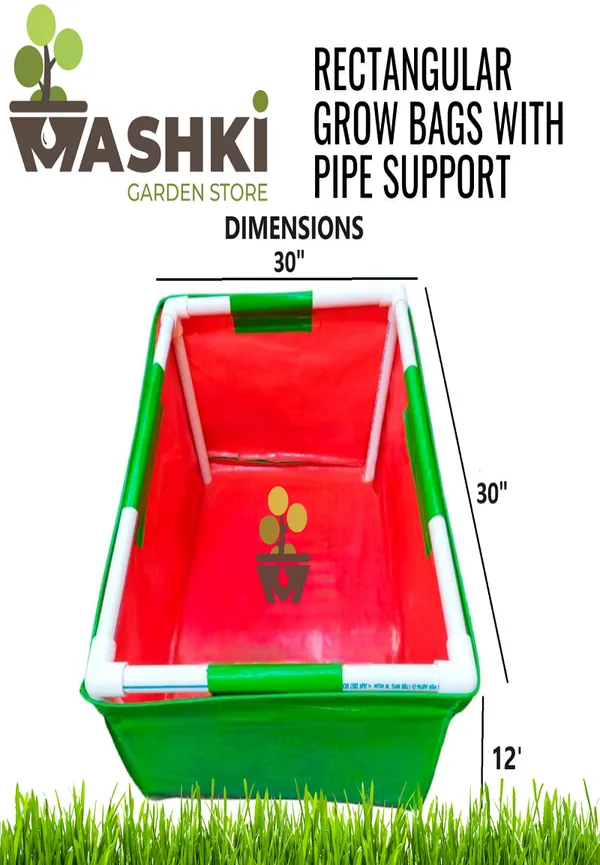 MAQ_30"x30"x12"_Rectangular_Grow_Bag_with_PVC_Pipe_Support:_Durable_300_GSM_UV-Protected_Planter_for_Home,_Kitchen_&_Terrace_Gardening