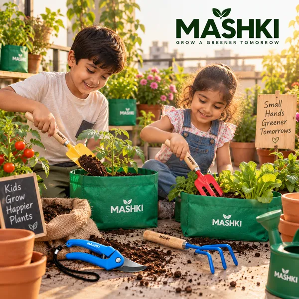 MASHKI_Garden_Tools_Set_Pack_of_4_|_Hand_Trowel,_3-Tine_Cultivator,_Garden_Fork_&_Pruning_Shears_|_Gardening_Tools_for_Home,_Balcony_&_Terrace_Gardening