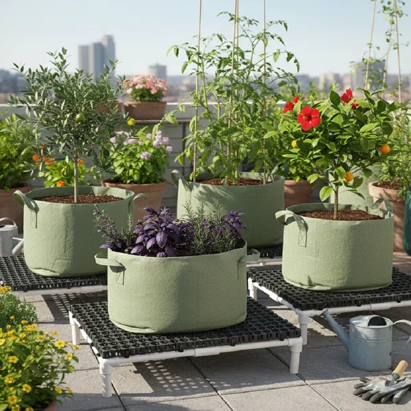 MASHKI_Heavy_Duty_Plant_Stand_for_Large_Pots_(20_x_20_x_5_Inch)_|_Made_with_1/2_Inch_UPVC_Pipes_|_Raised_Garden_Pot_Stand_with_Drainage_for_Terrace,_Balcony_&_Patio_with_30mm_Drain_Cell