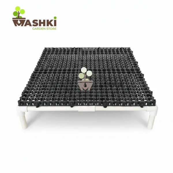 MASHKI_Heavy_Duty_Plant_Stand_for_Large_Pots_(20_x_20_x_5_Inch)_|_Made_with_1/2_Inch_UPVC_Pipes_|_Raised_Garden_Pot_Stand_with_Drainage_for_Terrace,_Balcony_&_Patio_with_30mm_Drain_Cell