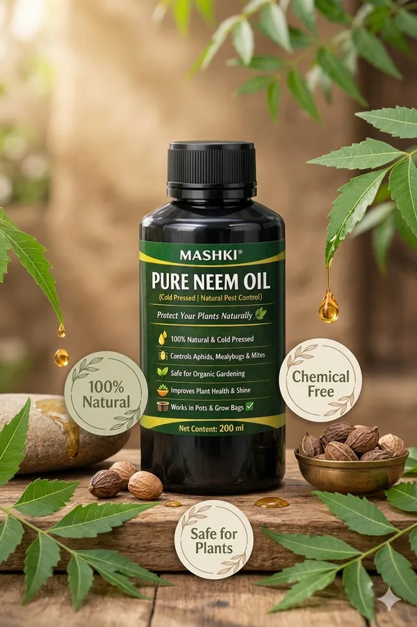 MASHKI_Pure_Neem_Oil_for_Plants_200_ml_|_Cold_Pressed_Natural_Pest_Control_Spray_|_Controls_Aphids,_Mealybugs_&_Mites_|_Safe_for_Organic_Gardening_|_For_Indoor,_Outdoor_&_Terrace_Plants