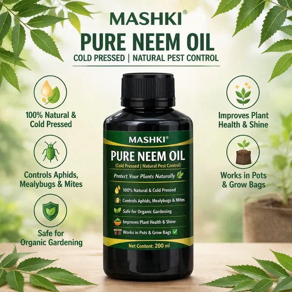 MASHKI_Pure_Neem_Oil_for_Plants_200_ml_|_Cold_Pressed_Natural_Pest_Control_Spray_|_Controls_Aphids,_Mealybugs_&_Mites_|_Safe_for_Organic_Gardening_|_For_Indoor,_Outdoor_&_Terrace_Plants