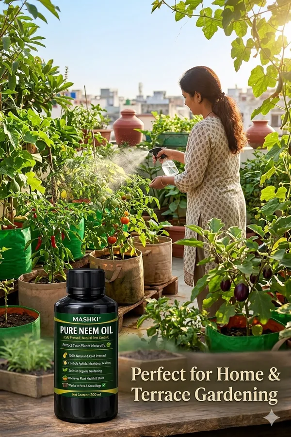 MASHKI_Pure_Neem_Oil_for_Plants_200_ml_|_Cold_Pressed_Natural_Pest_Control_Spray_|_Controls_Aphids,_Mealybugs_&_Mites_|_Safe_for_Organic_Gardening_|_For_Indoor,_Outdoor_&_Terrace_Plants
