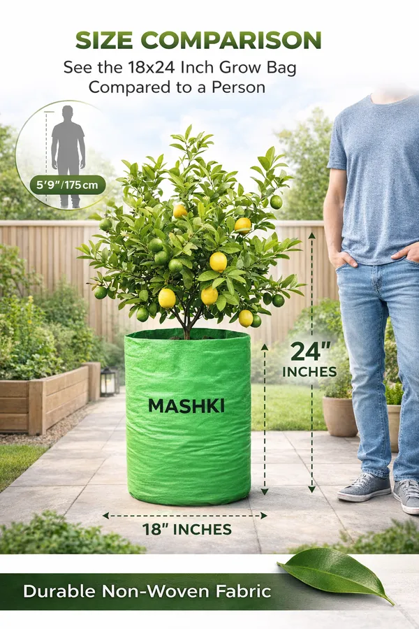 MASHKI®_18x24_Inch_Extra_Deep_Grow_Bag_for_Guava,_Dwarf_Mango_&_Fruit_Plants_|_300__GSM_Heavy_Duty_HDPE_|_Long_Life_UV_Stabilized_Tree_Planter_for_Terrace_&_Garden_(2,_20x30_Inches,_400_GSM)