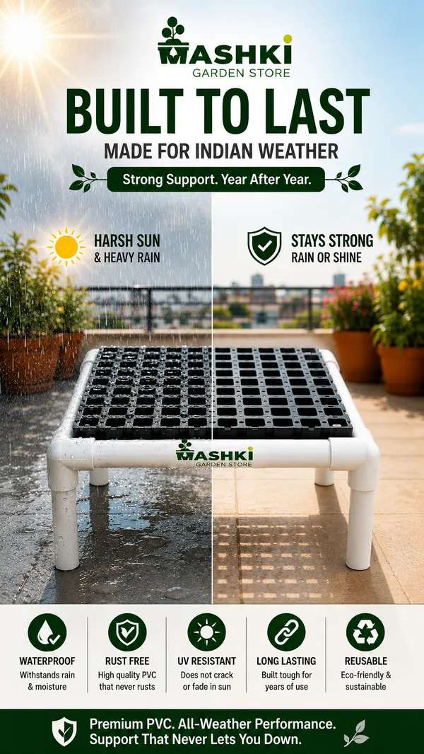 MASHKI_Single_Step_Plant_Stand_for_Pots_&_Grow_Bags_|_Heavy_Duty_UPVC_Pot_Stand_for_Balcony,_Terrace_&_Garden