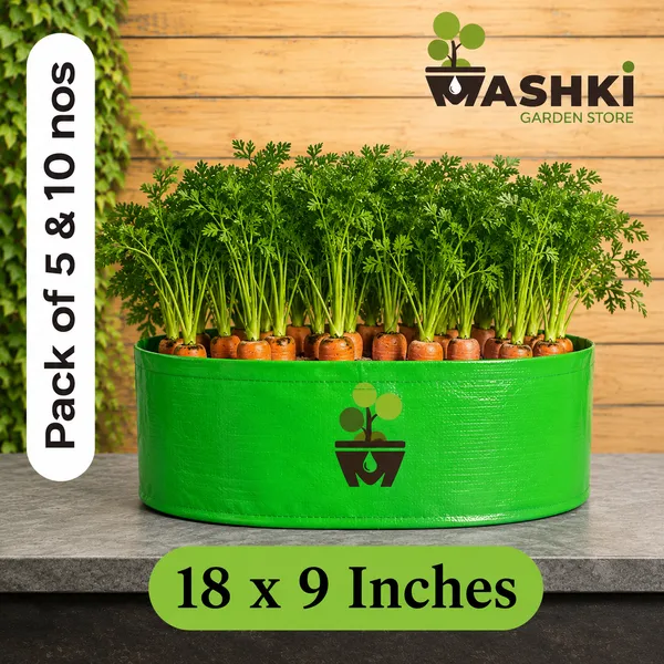 MAQ_18"x9"_Grow_Bags_For_Terrace_Gardening_-_240_Gsm,_Specially_Designed_For_Growing_Carrot,_Radish,_Spinach,_Mint,_Coriander,_Fenugreek,_And_More