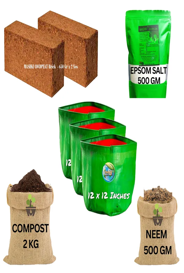 Mashki®_Beginner’s_Grow_Kit_-_2_Complete_Home_Gardening_Set_with_3_Grow_Bags,_Cocopeat,_Vermicompost_&_Organic_Nutrients