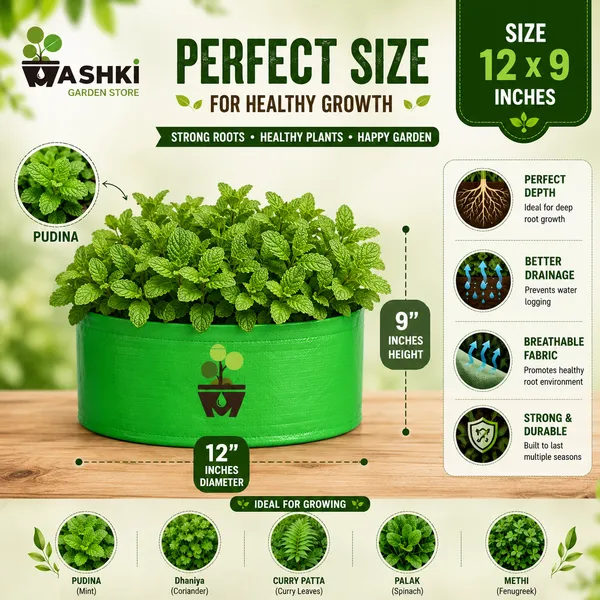 MAQ_12x9_Grow_Bags_For_Terrace_Gardening_-_240_Gsm,_Specially_Designed_For_Growing_Carrot,_Radish,_Spinach,_Mint,_Coriander,_Fenugreek,_And_More