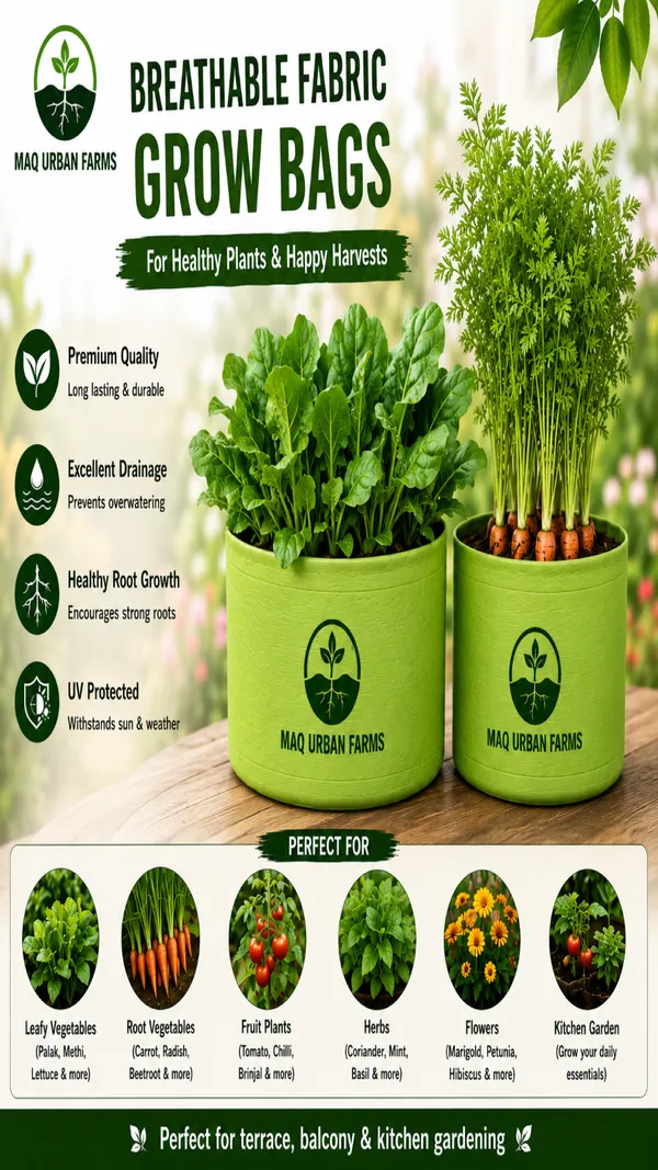 Pack_of_10_for_12"x9"_Breathable_Fabric_UV_Protection_Grow_Bags_For_Terrace_Gardening_-_240_Gsm,_Specially_Designed_For_Growing_Carrot,_Radish,_Spinach,_Mint,_Coriander,_Fenugreek,_And_More_|_MAQ