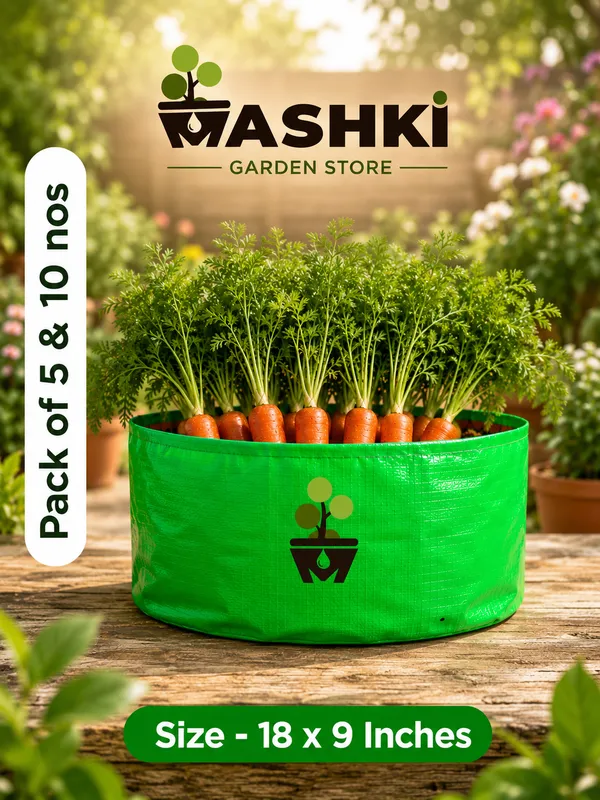 MAQ_18"x9"_Breathable_Fabric_UV_Protection_Grow_Bags_For_Terrace_Gardening_-_240_Gsm,_Specially_Designed_For_Growing_Carrot,_Radish,_Spinach,_Mint,_Coriander,_Fenugreek,_And_More