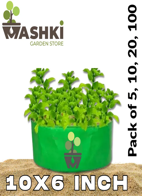 Pack_of_5,_10_for_10"x6"_Breathable_Fabric_UV_Protection_Grow_Bags_For_Terrace_Gardening_-_240_Gsm,_Specially_Designed_For_Growing_Spinach,_Mint,_Coriander,_Fenugreek,_And_More_|_MAQ