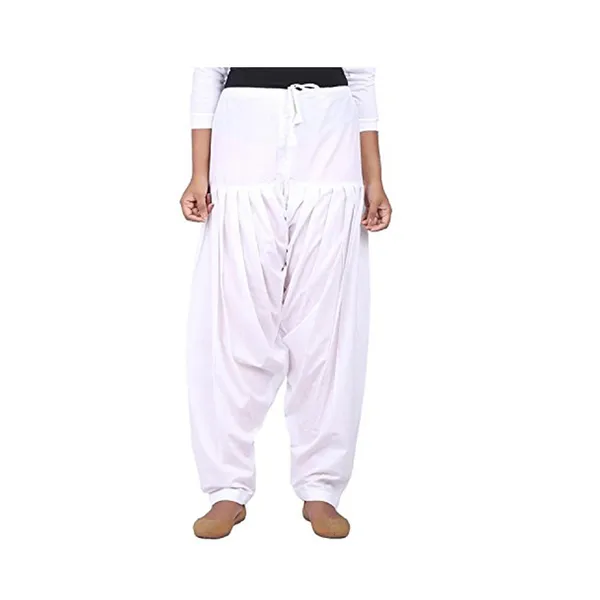 White_Cotton_Solid_Patiala_Salwar_For_Women
