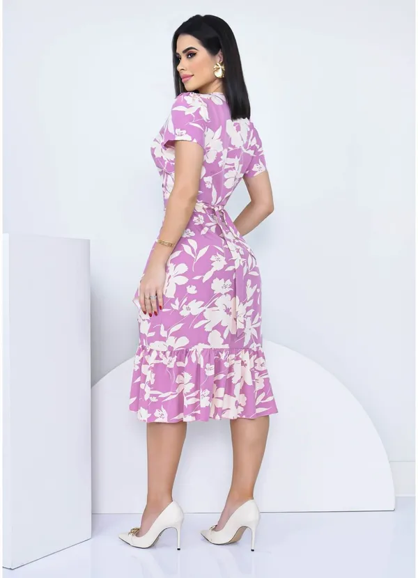 Women_Floral_Purple_Knee_Fit_and_Flare_Dress_Short_sleeve_Stylised_sleeves