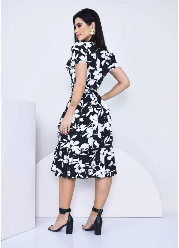 Women_Floral_Black_Knee_Fit_and_Flare_Dress_Short_sleeve_Stylised_sleeves