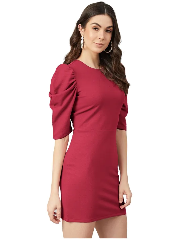 Polyester_Round_Neck_3/4th_sleeve_Bodycon_Dress