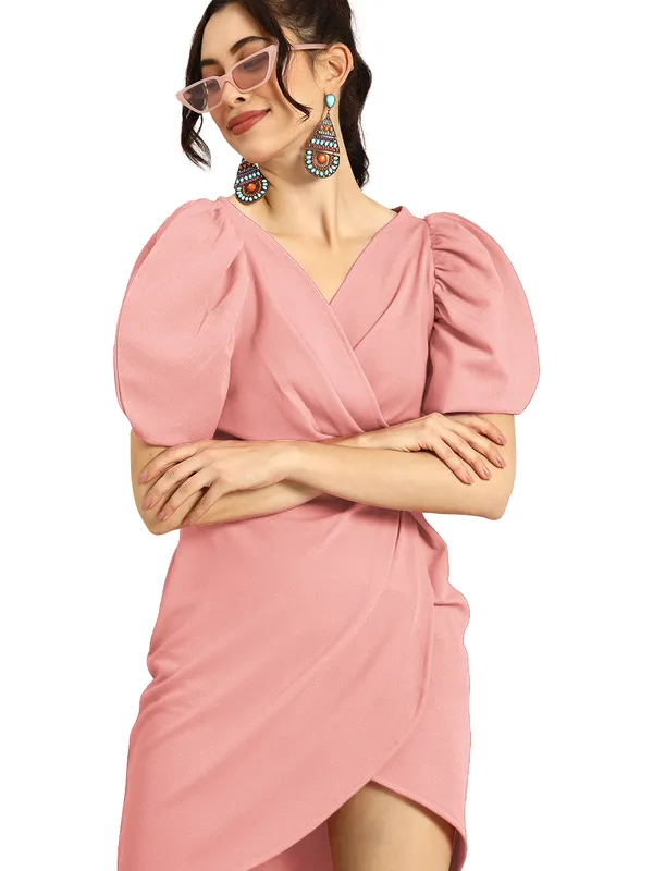 Polyester_V-neck_Neck_Short_Bodycon_Dress