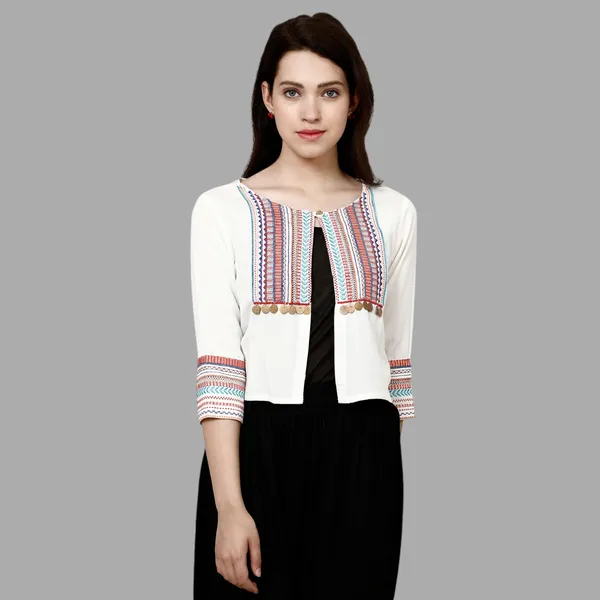 White_Premium_Blouson_Shrug_Or_Jacket