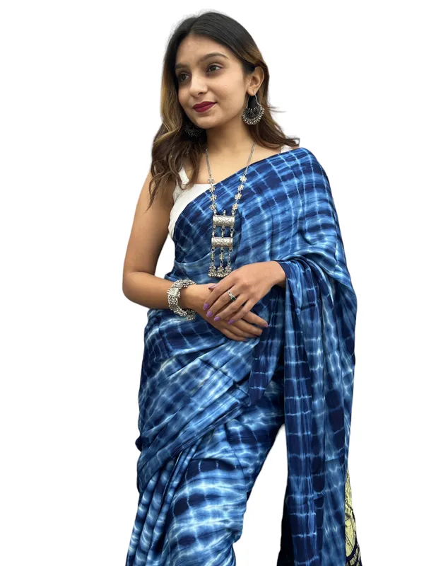 Prijam_Modal_Silk_Sibori_Print_Indian_Saree_Lagadi_Patta_Designed_Pallu_Silk_Saree_With_Unstiched_Blouse_for_Women's
