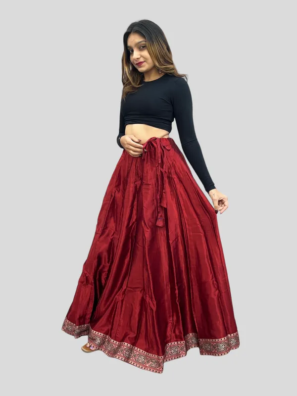 Prijam_Women_Straight_Modal_Silk_Skirt