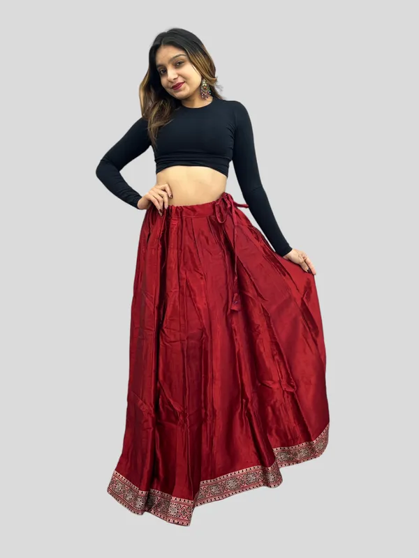 Prijam_Women_Straight_Modal_Silk_Skirt