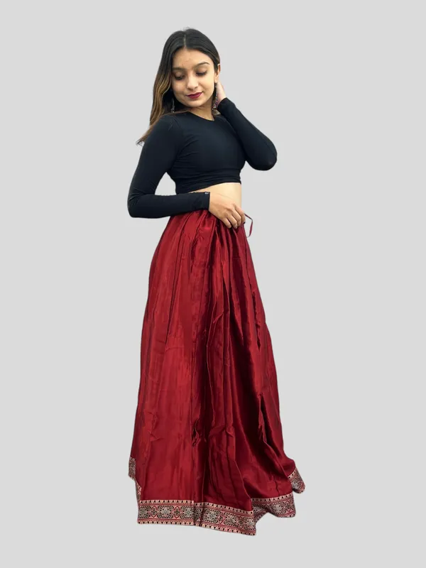 Prijam_Women_Straight_Modal_Silk_Skirt