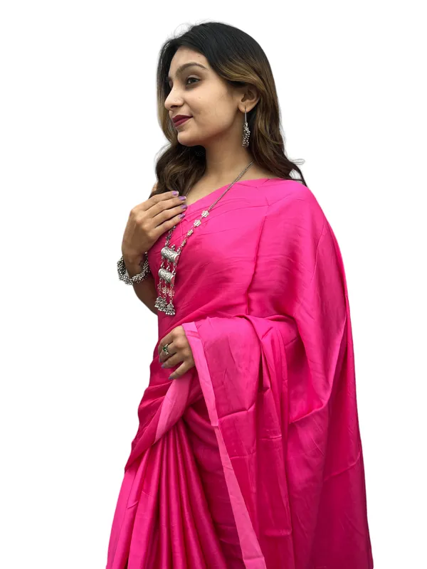 Prijam_Modal_Silk_Plain_Indian_Saree_Lagadi_Patta_Designed_Pallu_Silk_Saree_With_Unstiched_Blouse_for_Women's