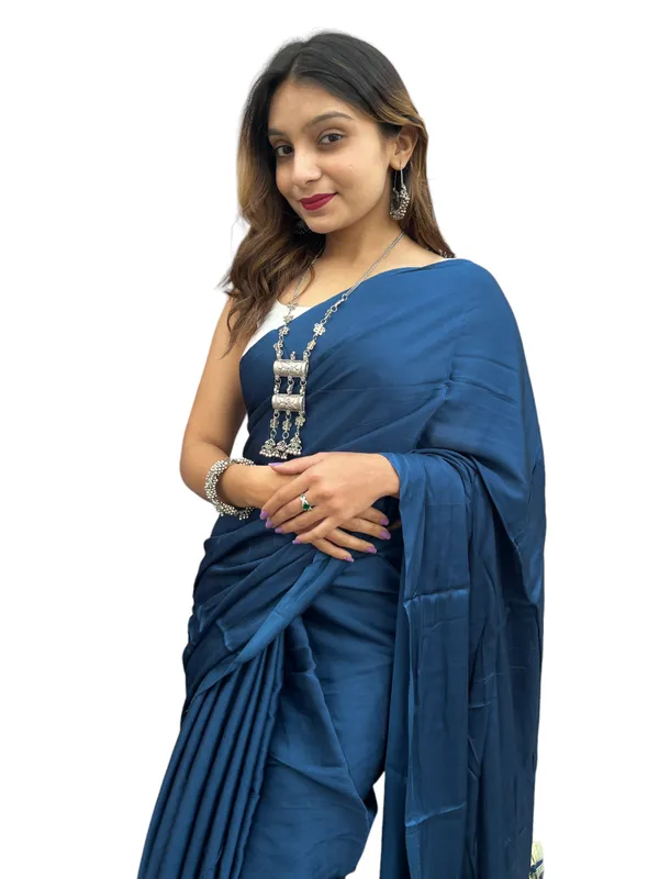 Prijam_Modal_Silk_Plain_Indian_Saree_Lagadi_Patta_Designed_Pallu_Silk_Saree_With_Unstiched_Blouse_for_Women's