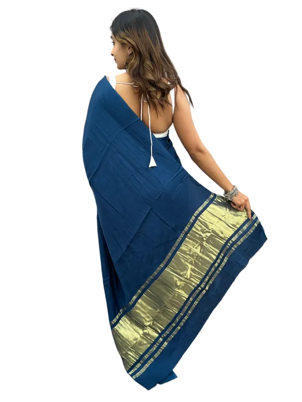 Prijam_Modal_Silk_Plain_Indian_Saree_Lagadi_Patta_Designed_Pallu_Silk_Saree_With_Unstiched_Blouse_for_Women's