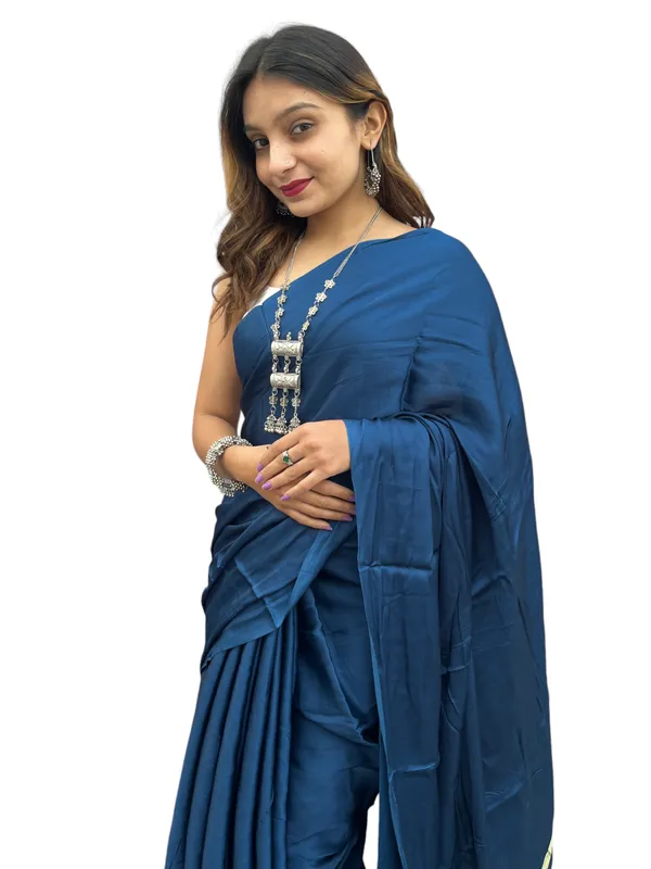 Prijam_Modal_Silk_Plain_Indian_Saree_Lagadi_Patta_Designed_Pallu_Silk_Saree_With_Unstiched_Blouse_for_Women's