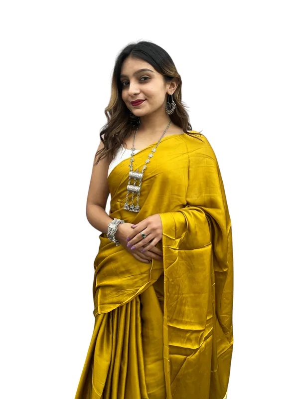 Prijam_Modal_Silk_Plain_Indian_Saree_Lagadi_Patta_Designed_Pallu_Silk_Saree_With_Unstiched_Blouse_for_Women's
