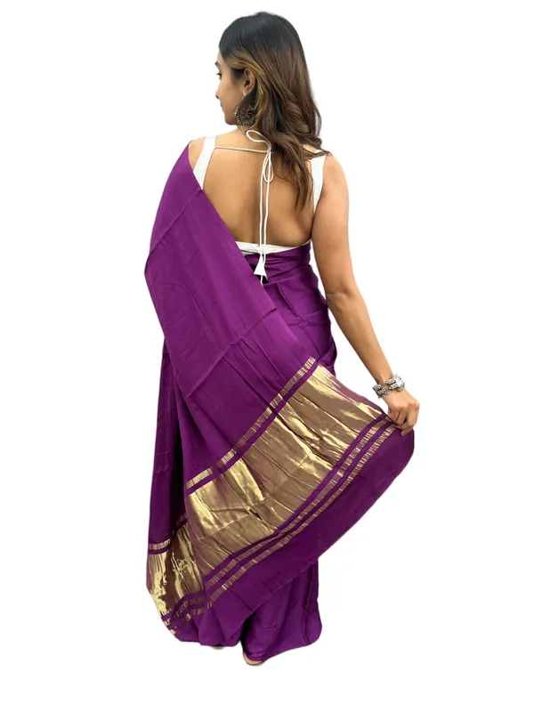 Prijam_Modal_Silk_Plain_Indian_Saree_Lagadi_Patta_Designed_Pallu_Silk_Saree_With_Unstiched_Blouse_for_Women's