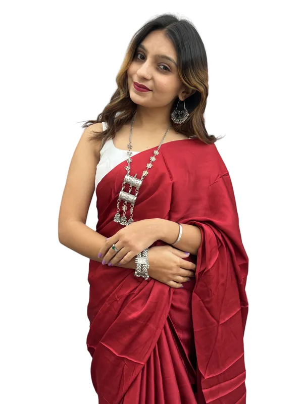 Prijam_Modal_Silk_Plain_Indian_Saree_Lagadi_Patta_Designed_Pallu_Silk_Saree_With_Unstiched_Blouse_for_Women's