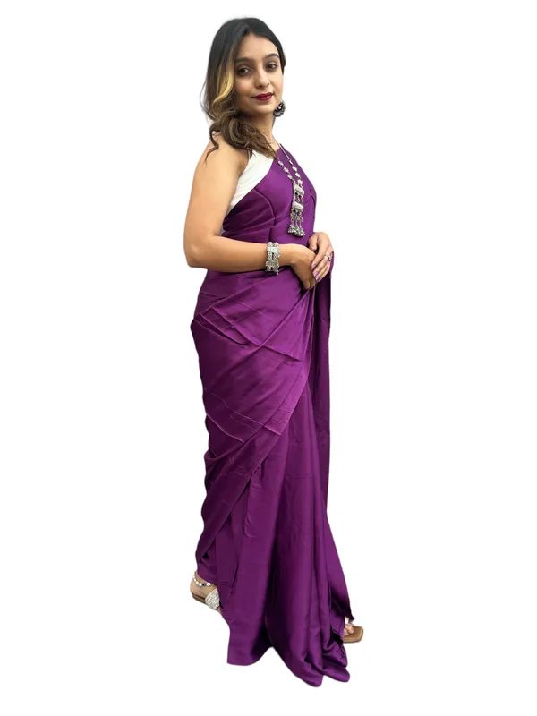 Prijam_Modal_Silk_Plain_Indian_Saree_Lagadi_Patta_Designed_Pallu_Silk_Saree_With_Unstiched_Blouse_for_Women's